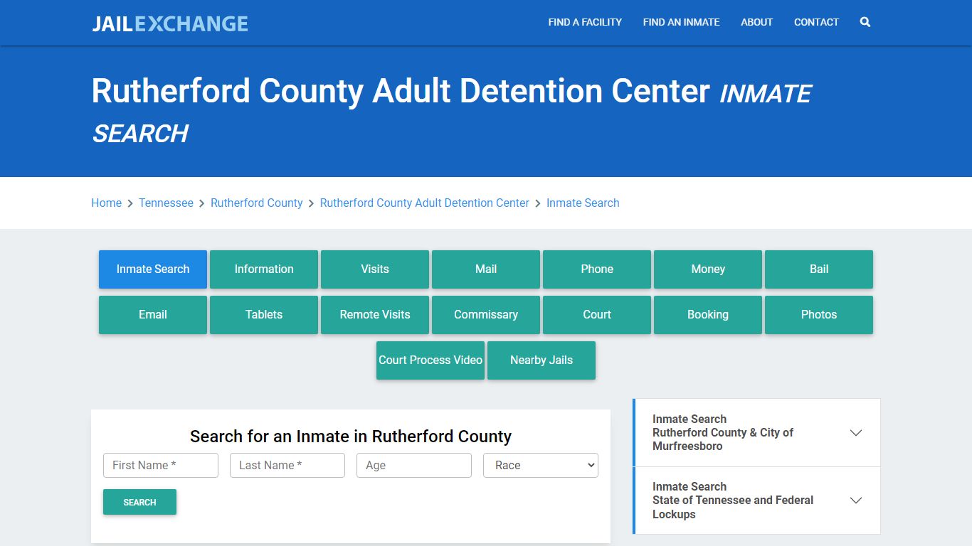 Rutherford County Adult Detention Center Inmate Search