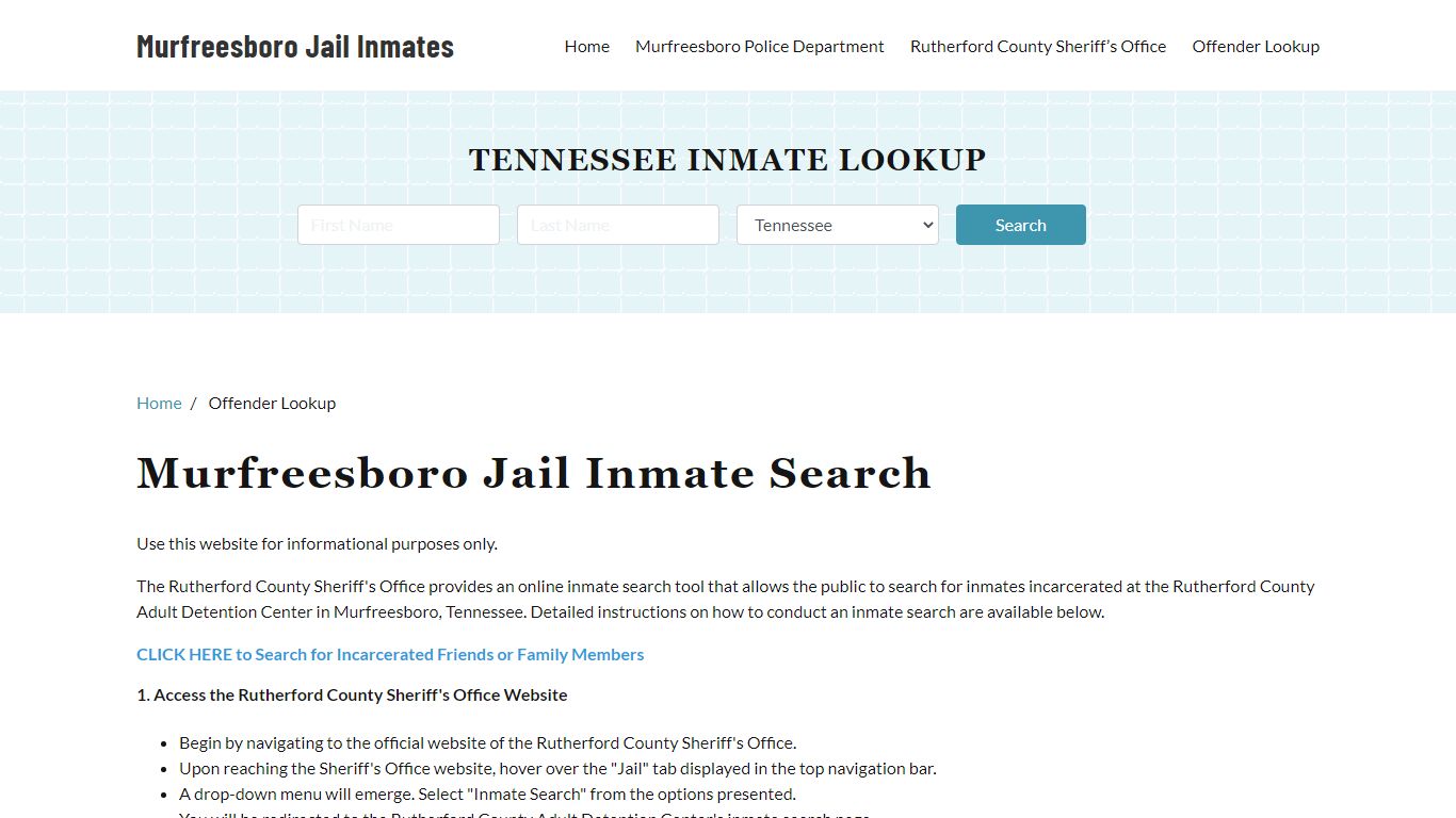 Murfreesboro, TN Detainee Lookup